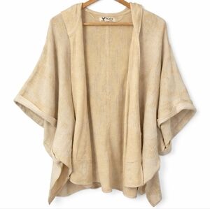 Roxy Open Front Hooded Knit Cardigan Sweater Cream Yellow One Size